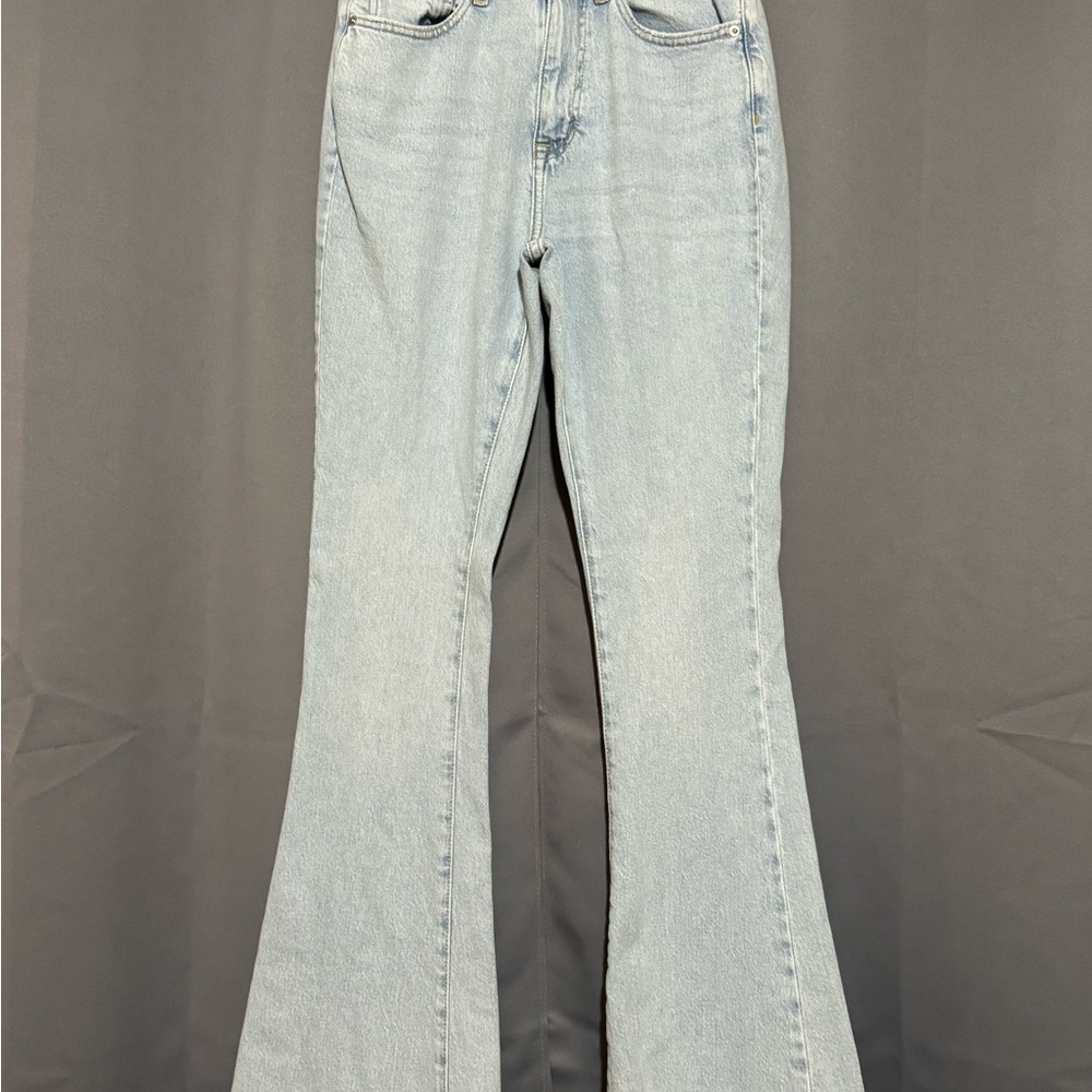 Forever 21 Blue Flare Wide Leg Jeans High-Waisted